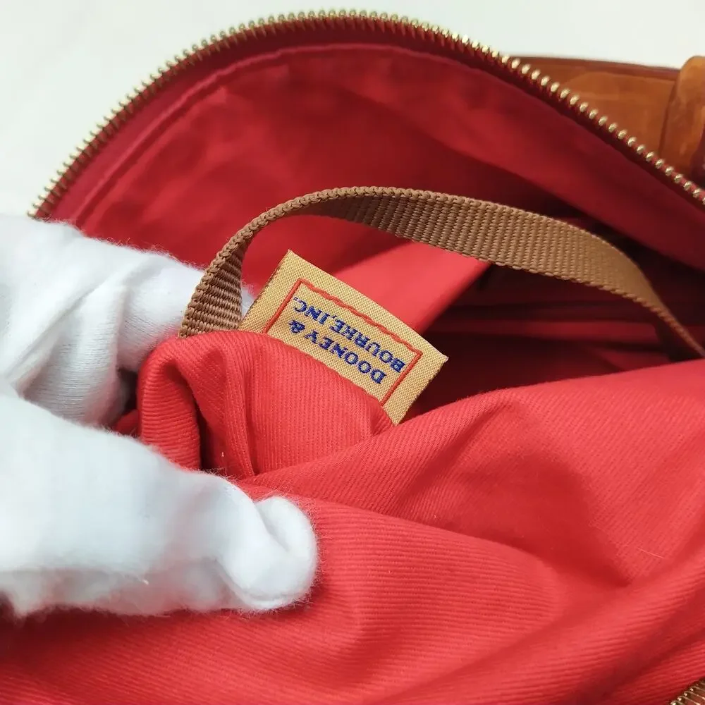 Dooney & Bourke Red Pebbled Leather Zipper Pockets Hobo Shoulder Bag